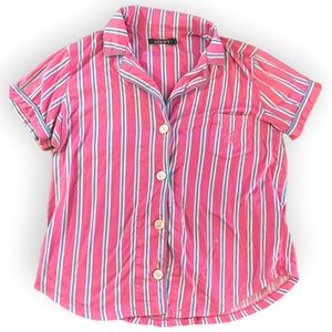 Vintage Ralph Lauren sleepwear top short sleeve button down pink striped